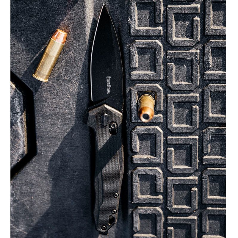 Kershaw Monitor DuraLock Flipper Black GFN w/G10 Overlays - Image 3