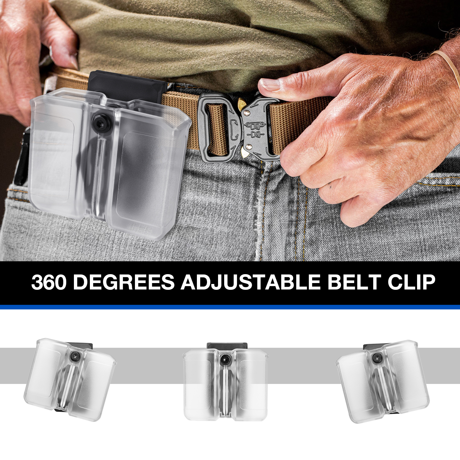 Gun&Flower – Frosted Clear Universal OWB Double Stack Magazine Pouch Fits 9 mm/.40 Cal - Image 6